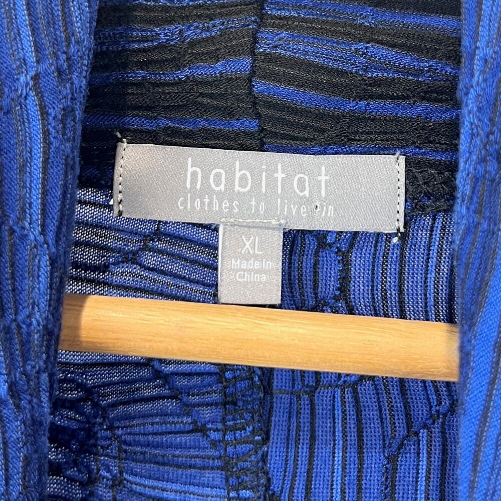 HABITAT Cowl Neck Pieced Tunic Pullover Knit Top Textured Blue Black Size XL - Picture 3 of 8